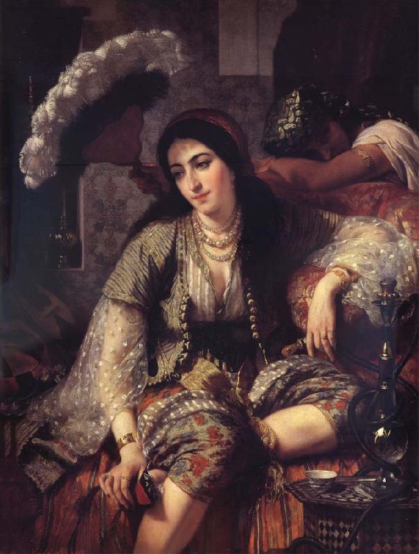 Ange Tissier Algerian Woman and her slave Sweden oil painting art